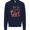 7th Birthday Girl 7 Year Old Princess Kids Sweatshirt Jumper Navy Blue