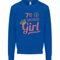 7th Birthday Girl 7 Year Old Princess Kids Sweatshirt Jumper Royal Blue