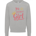 7th Birthday Girl 7 Year Old Princess Kids Sweatshirt Jumper Sports Grey