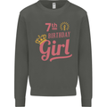 7th Birthday Girl 7 Year Old Princess Kids Sweatshirt Jumper Storm Grey