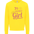 7th Birthday Girl 7 Year Old Princess Kids Sweatshirt Jumper Yellow