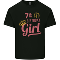 7th Birthday Girl 7 Year Old Princess Kids T-Shirt Childrens Black