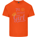 7th Birthday Girl 7 Year Old Princess Kids T-Shirt Childrens Orange