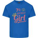 7th Birthday Girl 7 Year Old Princess Kids T-Shirt Childrens Royal Blue