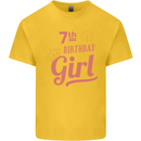 7th Birthday Girl 7 Year Old Princess Kids T-Shirt Childrens Yellow