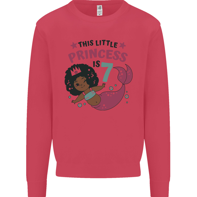 7th Mermaid Birthday 7 Year Old Kids Sweatshirt Jumper Heliconia