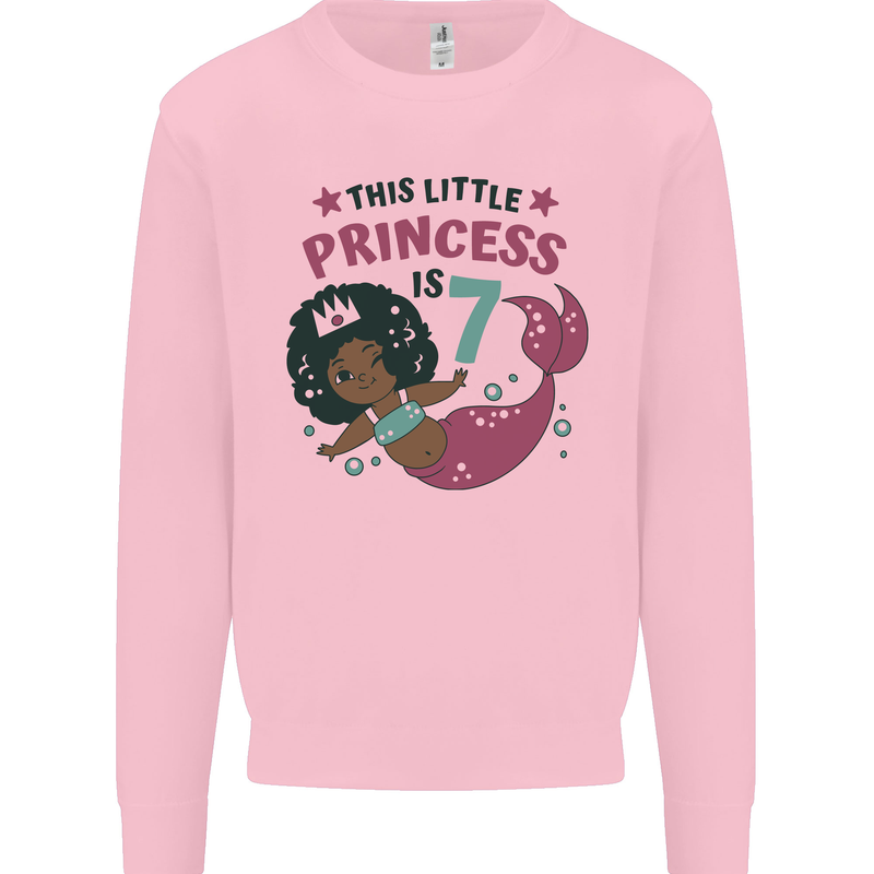 7th Mermaid Birthday 7 Year Old Kids Sweatshirt Jumper Light Pink
