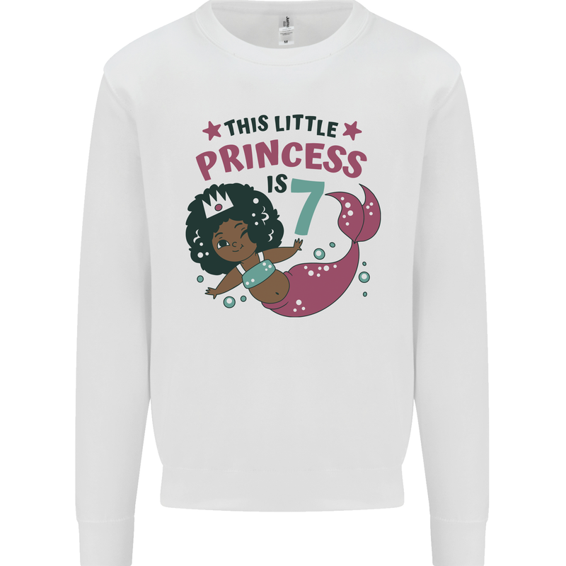7th Mermaid Birthday 7 Year Old Kids Sweatshirt Jumper White