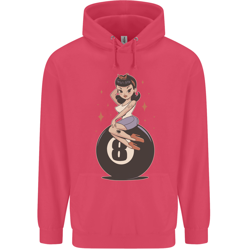 8-Ball Pinup Pool Childrens Kids Hoodie Heliconia