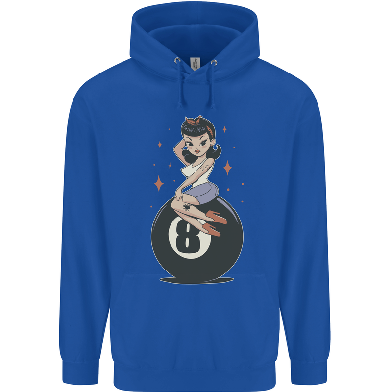 8-Ball Pinup Pool Childrens Kids Hoodie Royal Blue