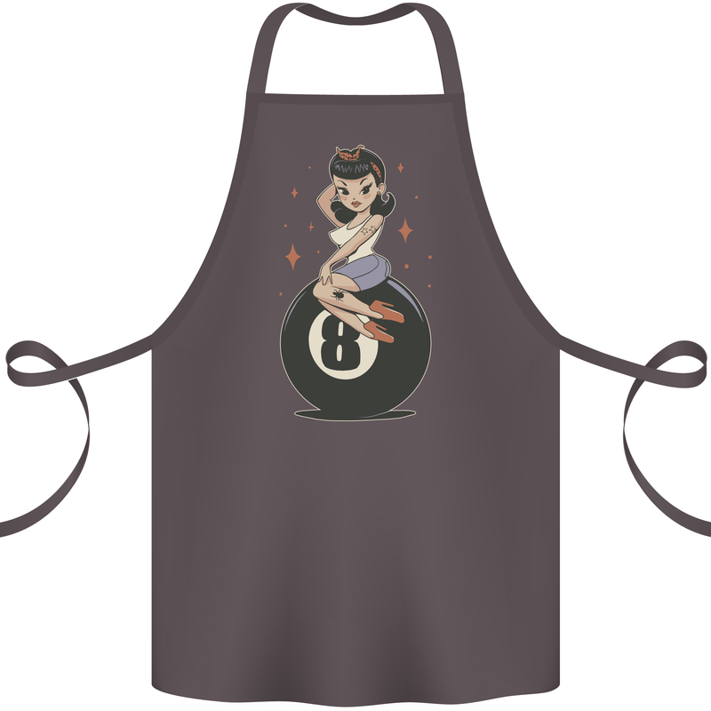 8-Ball Pinup Pool Cotton Apron 100% Organic Dark Grey