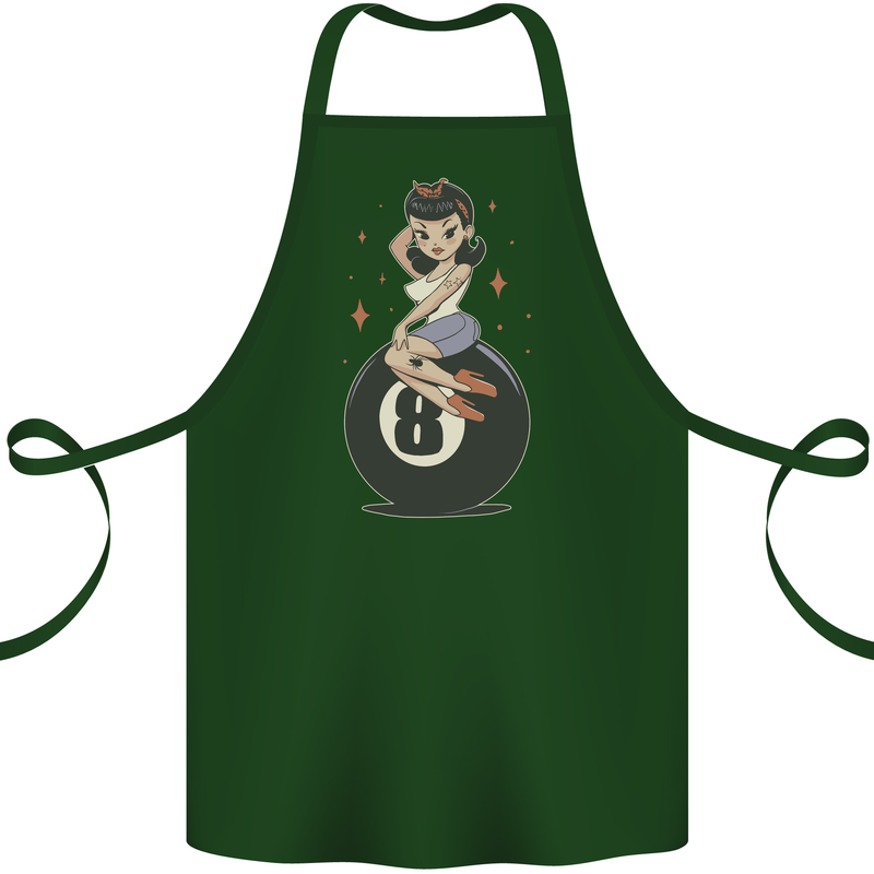 8-Ball Pinup Pool Cotton Apron 100% Organic Forest Green