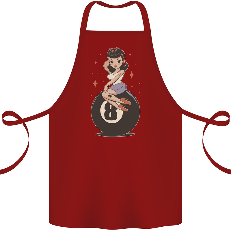 8-Ball Pinup Pool Cotton Apron 100% Organic Maroon