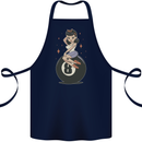 8-Ball Pinup Pool Cotton Apron 100% Organic Navy Blue