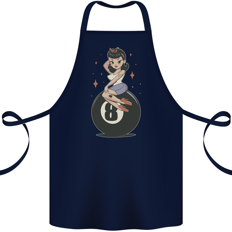 8-Ball Pinup Pool Cotton Apron 100% Organic Navy Blue