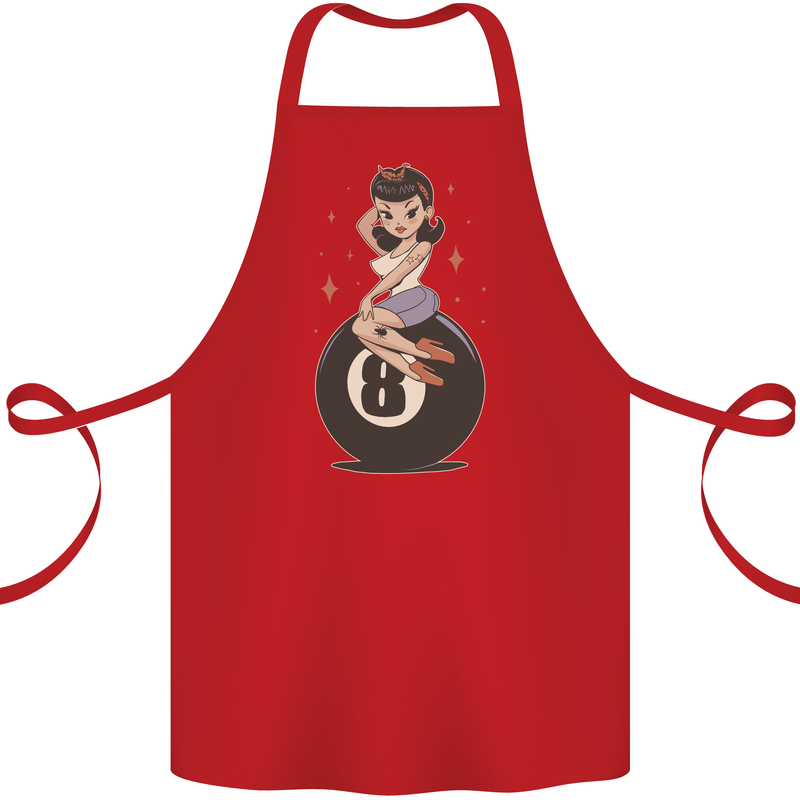 8-Ball Pinup Pool Cotton Apron 100% Organic Red