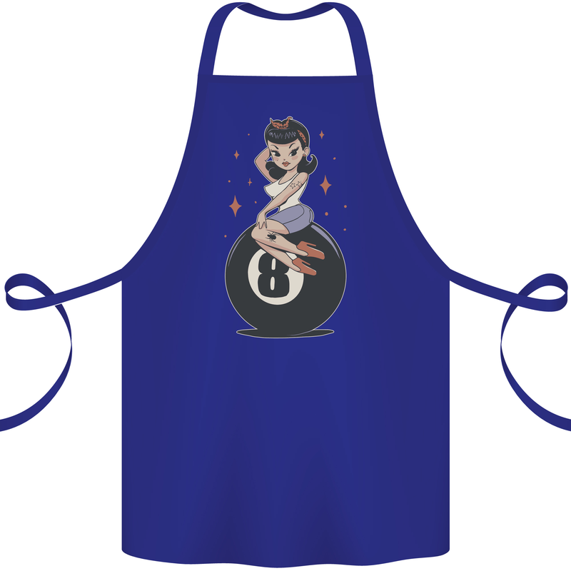 8-Ball Pinup Pool Cotton Apron 100% Organic Royal Blue