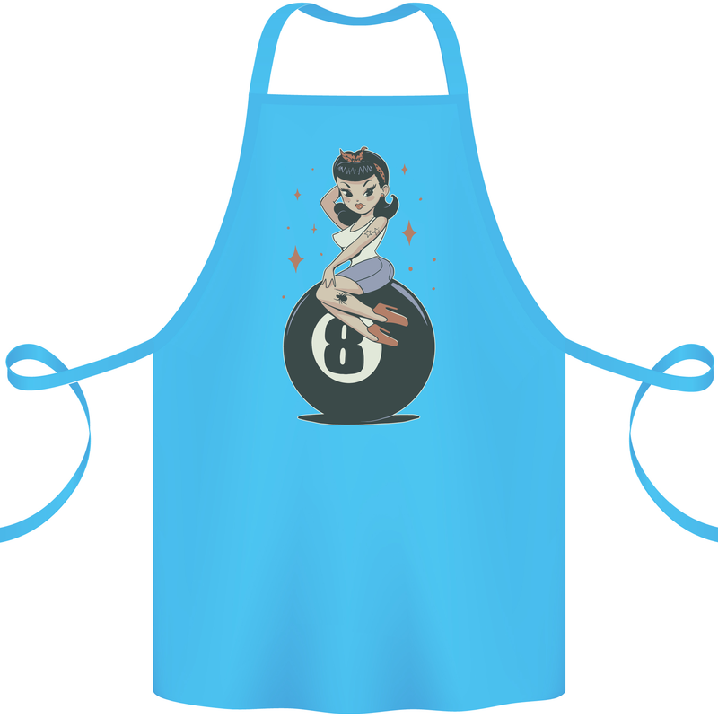 8-Ball Pinup Pool Cotton Apron 100% Organic Turquoise