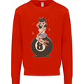 8-Ball Pinup Pool Kids Sweatshirt Jumper Bright Red