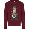 8-Ball Pinup Pool Kids Sweatshirt Jumper Maroon