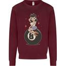 8-Ball Pinup Pool Kids Sweatshirt Jumper Maroon