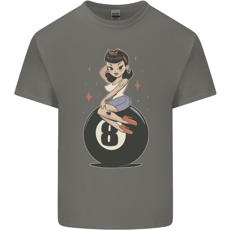 8-Ball Pinup Pool Kids T-Shirt Childrens Charcoal