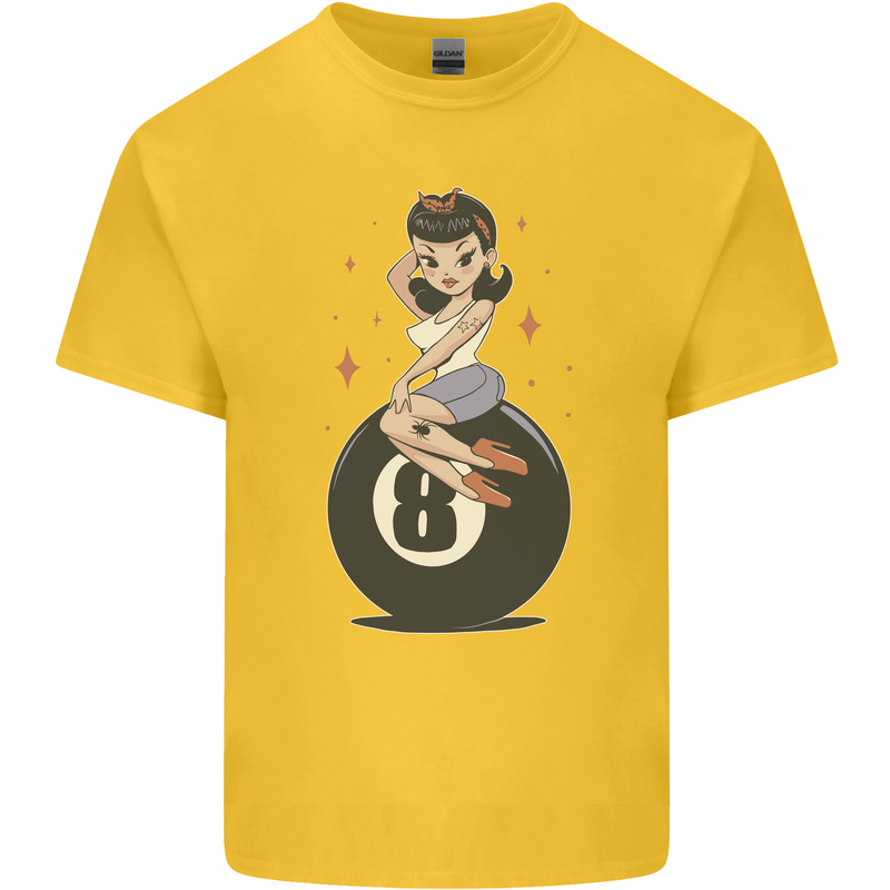 8-Ball Pinup Pool Kids T-Shirt Childrens Yellow