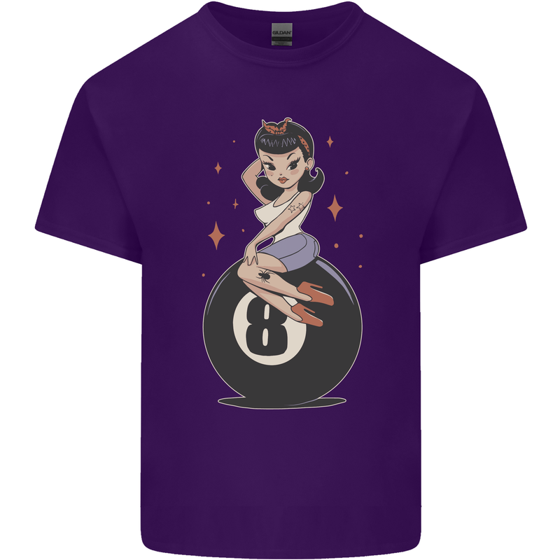 8-Ball Pinup Pool Mens Cotton T-Shirt Tee Top Purple