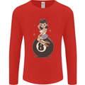 8-Ball Pinup Pool Mens Long Sleeve T-Shirt Red