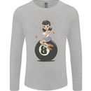 8-Ball Pinup Pool Mens Long Sleeve T-Shirt Sports Grey