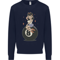 8-Ball Pinup Pool Mens Sweatshirt Jumper Navy Blue