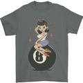 8-Ball Pinup Pool Mens T-Shirt 100% Cotton Charcoal