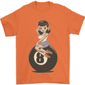 8-Ball Pinup Pool Mens T-Shirt 100% Cotton Orange