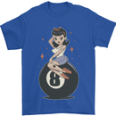 8-Ball Pinup Pool Mens T-Shirt 100% Cotton Royal Blue