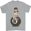 8-Ball Pinup Pool Mens T-Shirt 100% Cotton Sports Grey