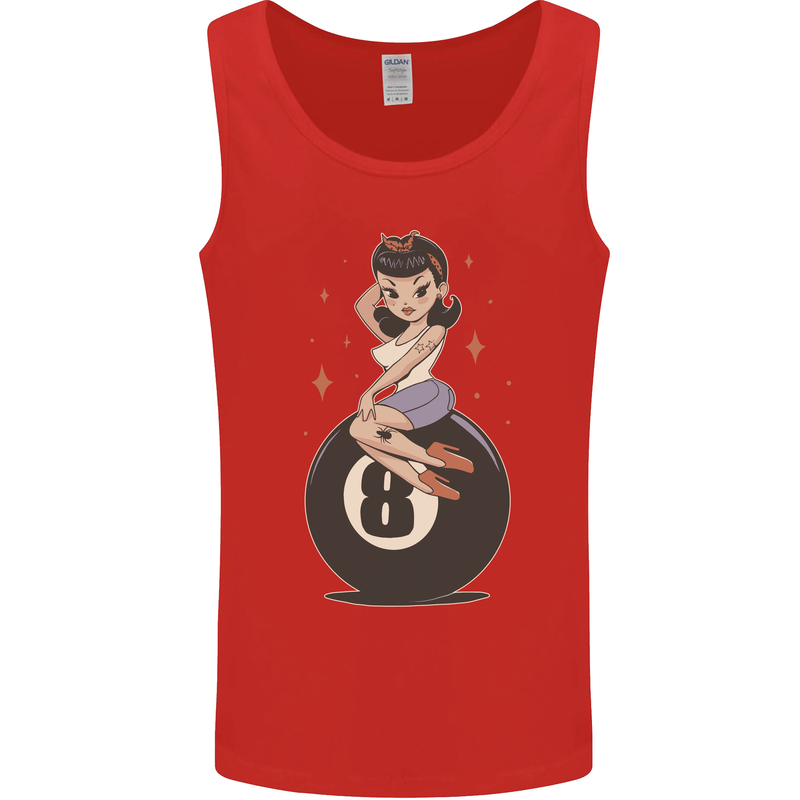 8-Ball Pinup Pool Mens Vest Tank Top Red