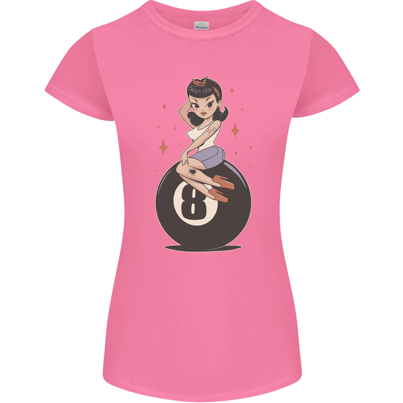 8-Ball Pinup Pool Womens Petite Cut T-Shirt Azalea