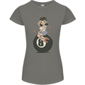 8-Ball Pinup Pool Womens Petite Cut T-Shirt Charcoal