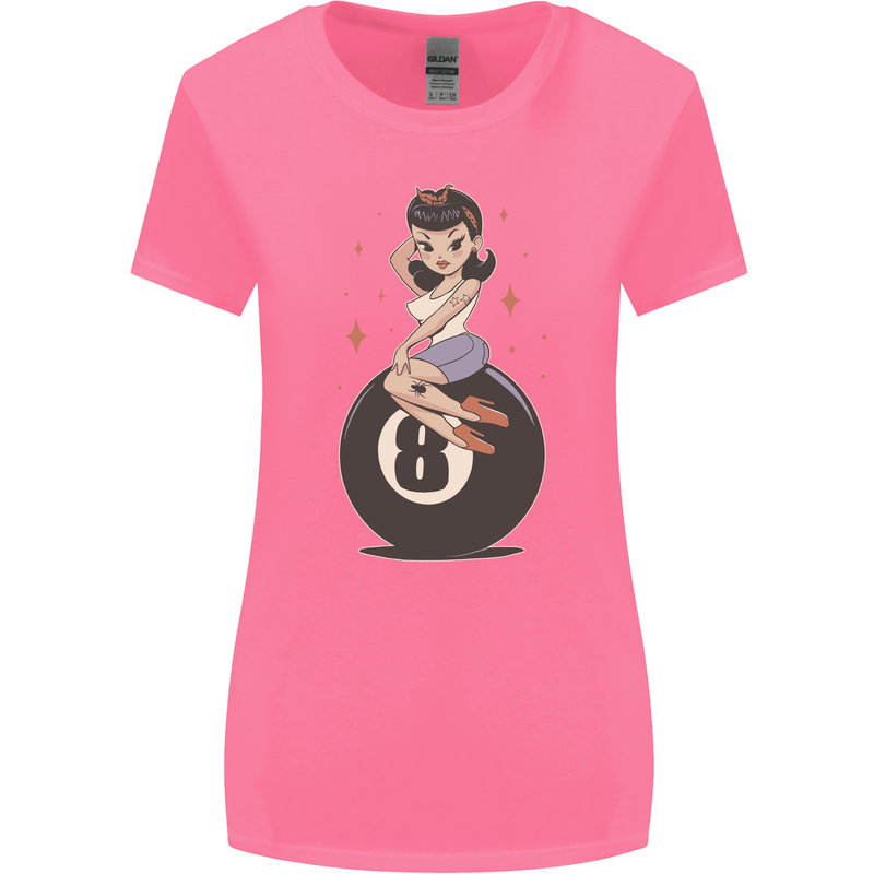 8-Ball Pinup Pool Womens Wider Cut T-Shirt Azalea