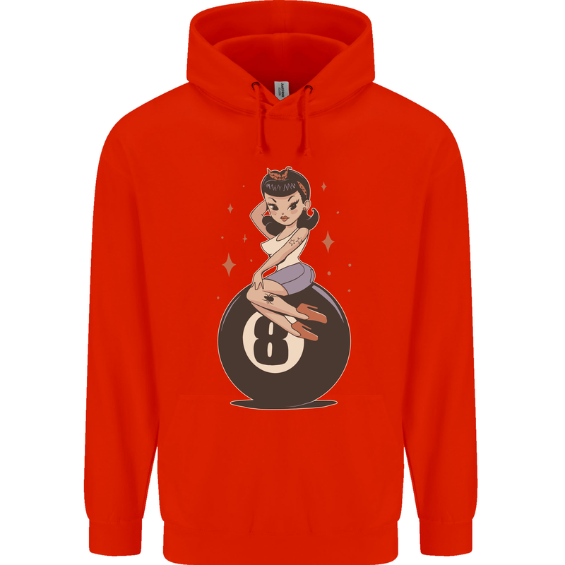 8-Ball Pool Pinup Childrens Kids Hoodie Bright Red