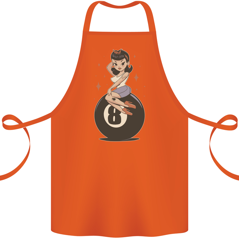 8-Ball Pool Pinup Cotton Apron 100% Organic Orange