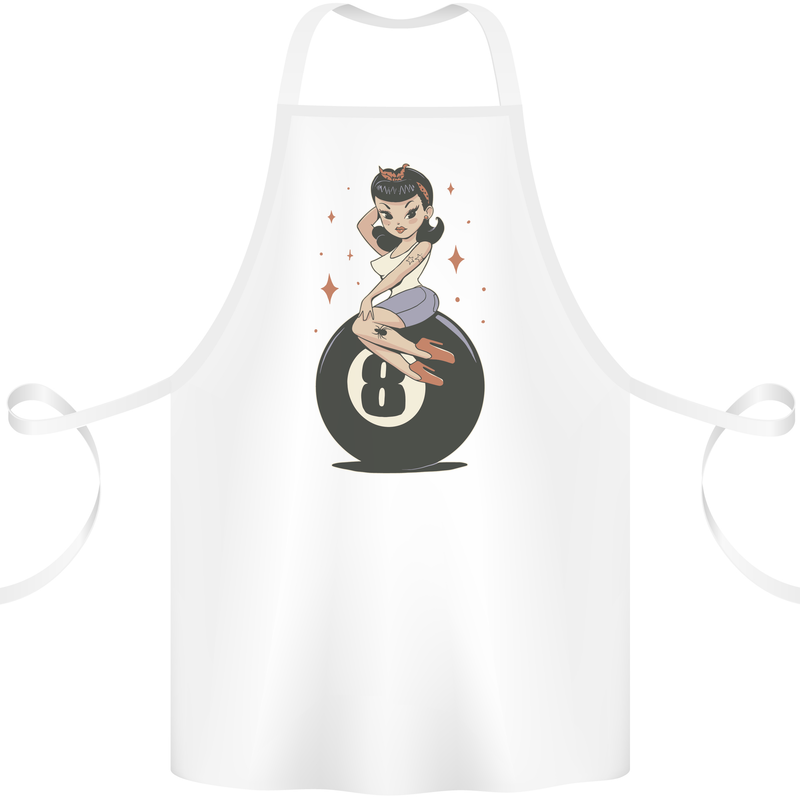 8-Ball Pool Pinup Cotton Apron 100% Organic White