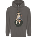 8-Ball Pool Pinup Mens 80% Cotton Hoodie Charcoal