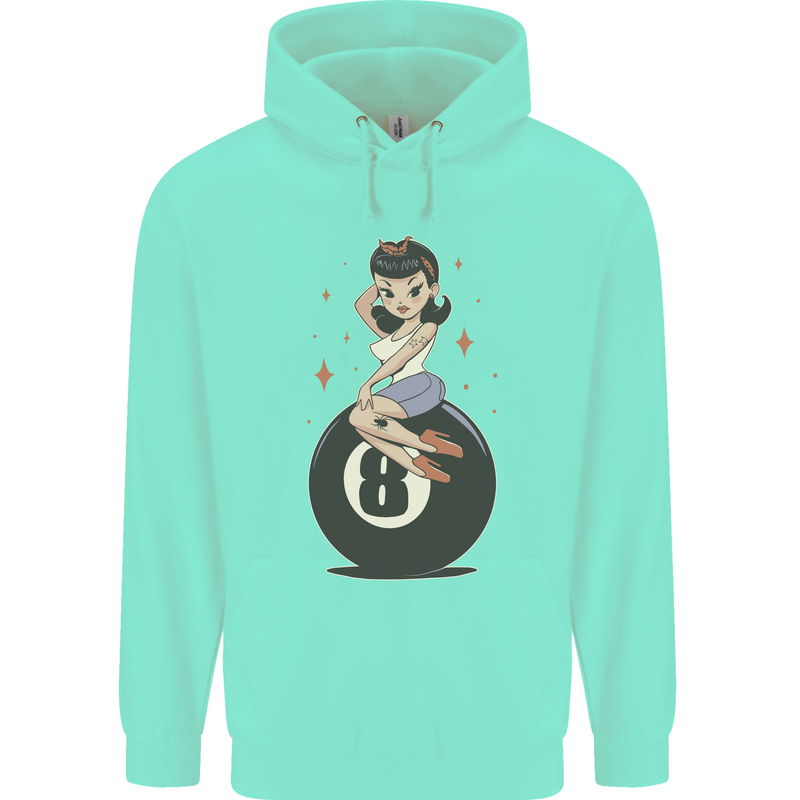 8-Ball Pool Pinup Mens 80% Cotton Hoodie Peppermint