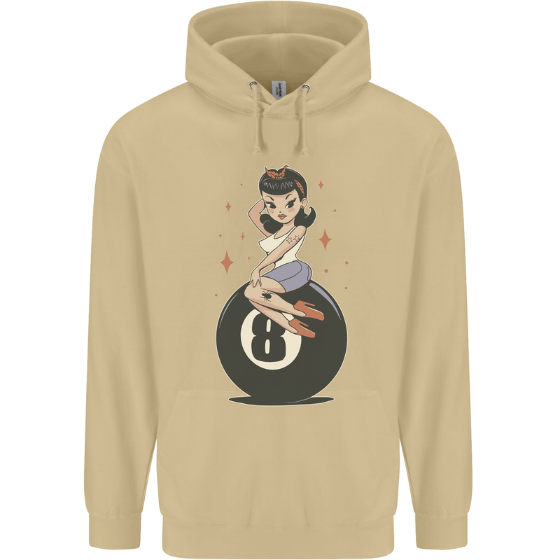 8-Ball Pool Pinup Mens 80% Cotton Hoodie Sand