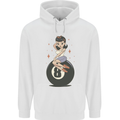 8-Ball Pool Pinup Mens 80% Cotton Hoodie White