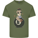 8-Ball Pool Pinup Mens Cotton T-Shirt Tee Top Military Green
