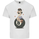 8-Ball Pool Pinup Mens Cotton T-Shirt Tee Top White