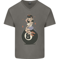 8-Ball Pool Pinup Mens V-Neck Cotton T-Shirt Charcoal