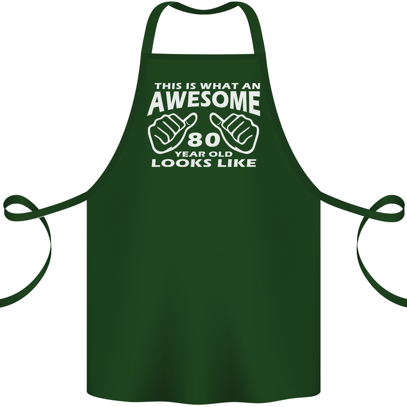 80th Birthday 80 Year Old This Is What Cotton Apron 100% Organic Forest Green